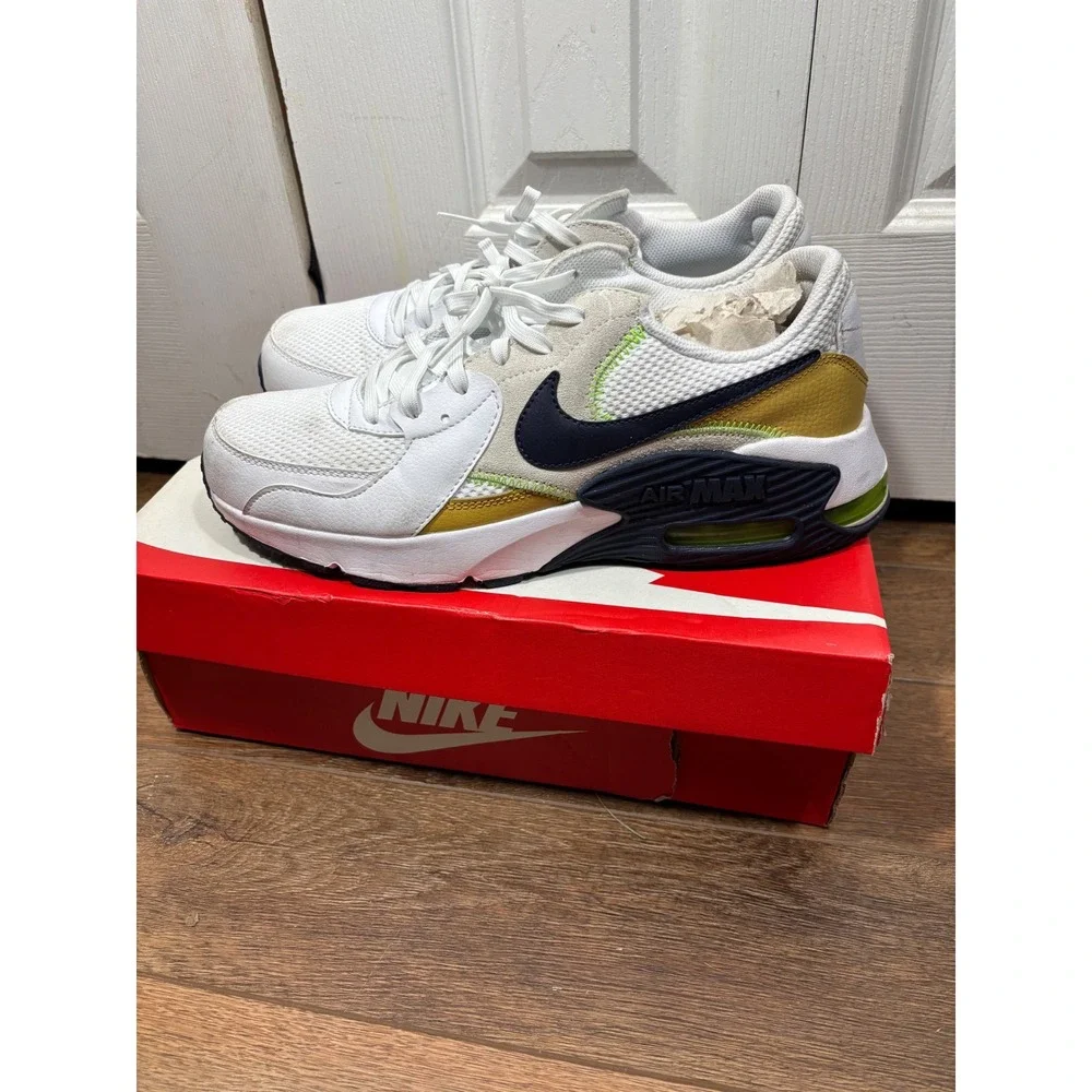 Nike Air Max‎ Excee Men's White Gold Black Neon Running Shoes Size 9.5